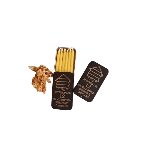 Hand-Dipped Beeswax Mini Candles – Set of 12